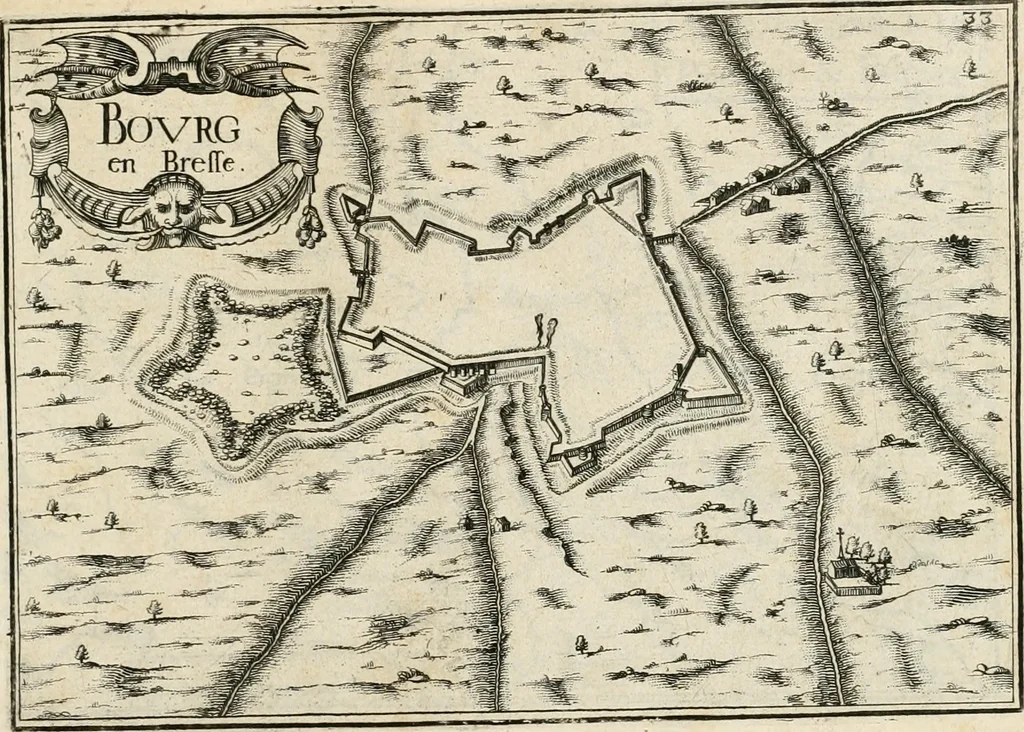 An illustration from Premiere[-seconde] partie, Les plans et profilz de toutes les principalles villes et lieux considerables de France : ensemble les cartes generalles de chascune prouince & les particulières de chasque gouuernement d'icelles, 1636, leaf 662