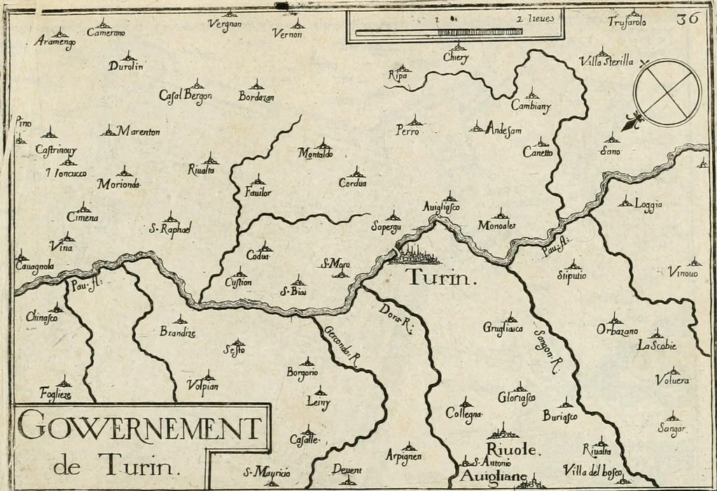 An illustration from Premiere[-seconde] partie, Les plans et profilz de toutes les principalles villes et lieux considerables de France : ensemble les cartes generalles de chascune prouince & les particulières de chasque gouuernement d'icelles, 1636, leaf 668
