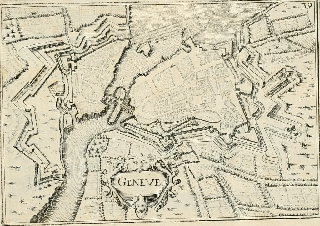 An illustration from Premiere[-seconde] partie, Les plans et profilz de toutes les principalles villes et lieux considerables de France : ensemble les cartes generalles de chascune prouince & les particulières de chasque gouuernement d'icelles, 1636, leaf 674