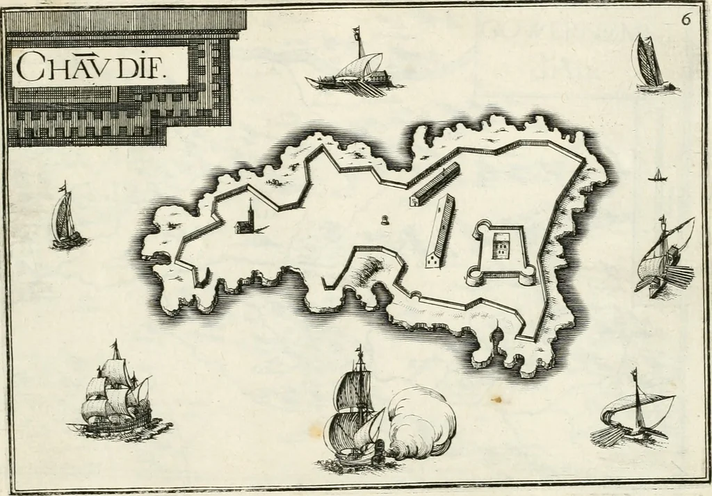An illustration from Premiere[-seconde] partie, Les plans et profilz de toutes les principalles villes et lieux considerables de France : ensemble les cartes generalles de chascune prouince & les particulières de chasque gouuernement d'icelles, 1636, leaf 706
