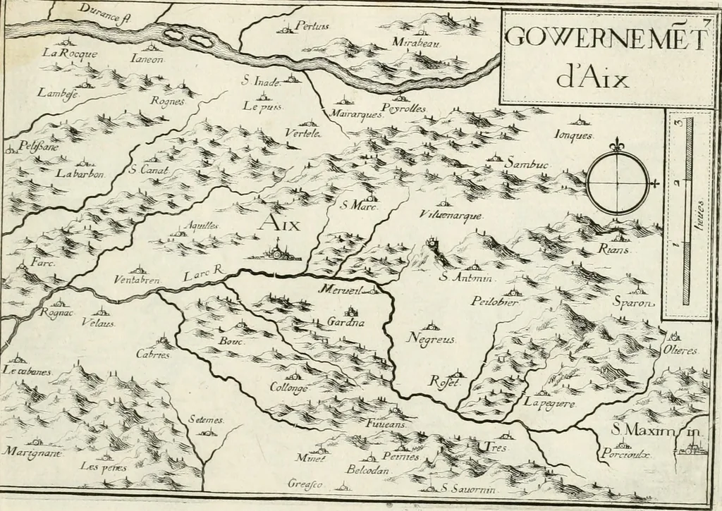 An illustration from Premiere[-seconde] partie, Les plans et profilz de toutes les principalles villes et lieux considerables de France : ensemble les cartes generalles de chascune prouince & les particulières de chasque gouuernement d'icelles, 1636, leaf 708