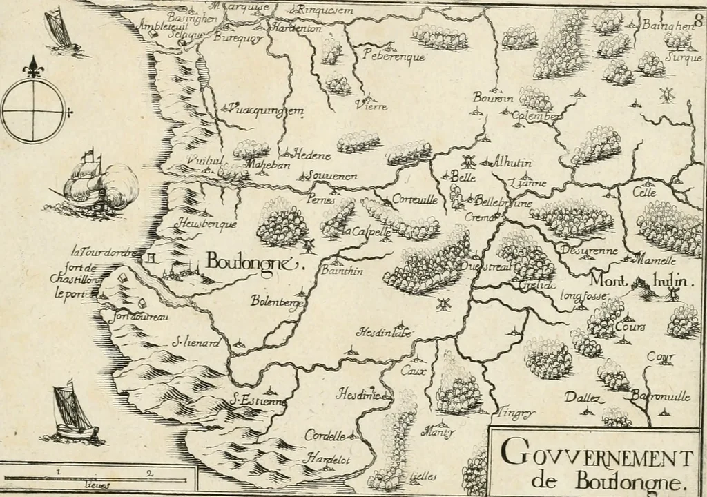 An illustration from Premiere[-seconde] partie, Les plans et profilz de toutes les principalles villes et lieux considerables de France : ensemble les cartes generalles de chascune prouince & les particulières de chasque gouuernement d'icelles, 1636, leaf 72