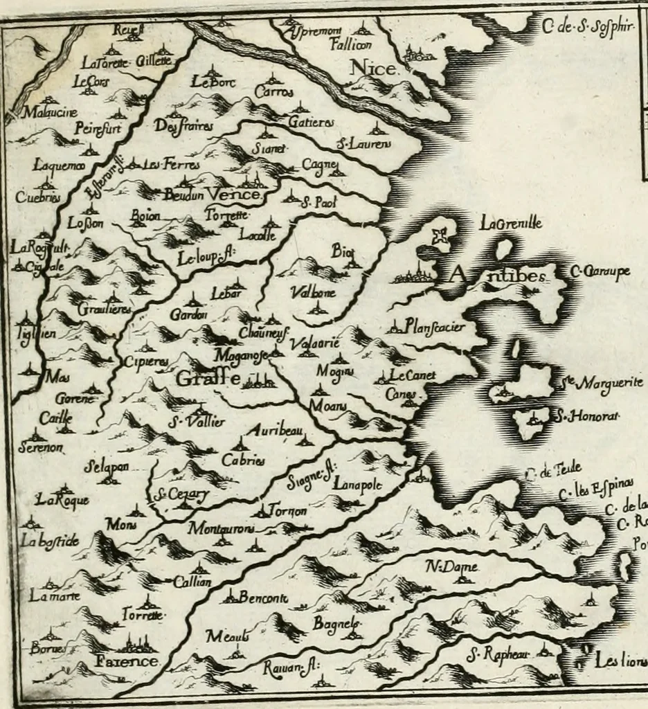 An illustration from Premiere[-seconde] partie, Les plans et profilz de toutes les principalles villes et lieux considerables de France : ensemble les cartes generalles de chascune prouince & les particulières de chasque gouuernement d'icelles, 1636, leaf 720