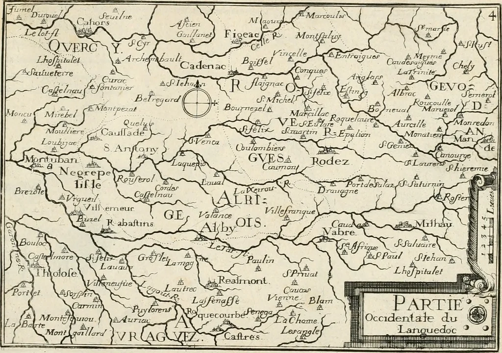 An illustration from Premiere[-seconde] partie, Les plans et profilz de toutes les principalles villes et lieux considerables de France : ensemble les cartes generalles de chascune prouince & les particulières de chasque gouuernement d'icelles, 1636, leaf 742