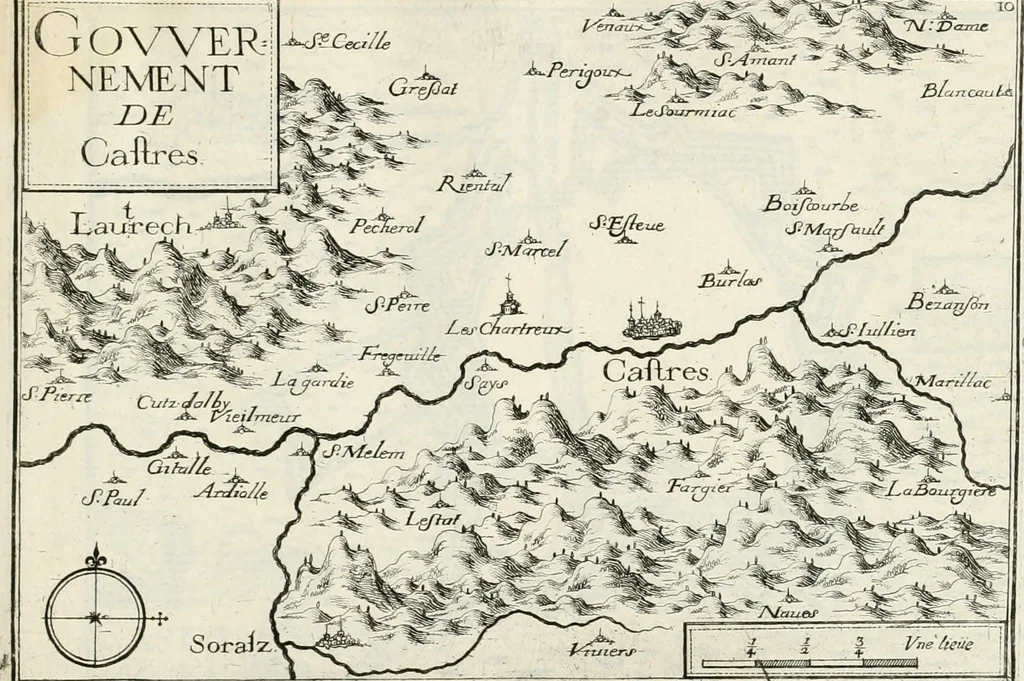 An illustration from Premiere[-seconde] partie, Les plans et profilz de toutes les principalles villes et lieux considerables de France : ensemble les cartes generalles de chascune prouince & les particulières de chasque gouuernement d'icelles, 1636, leaf 754