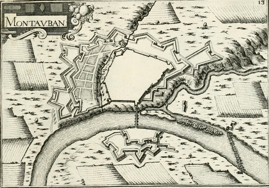 An illustration from Premiere[-seconde] partie, Les plans et profilz de toutes les principalles villes et lieux considerables de France : ensemble les cartes generalles de chascune prouince & les particulières de chasque gouuernement d'icelles, 1636, leaf 760