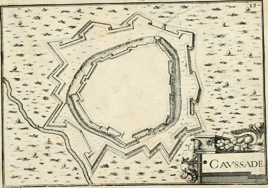 An illustration from Premiere[-seconde] partie, Les plans et profilz de toutes les principalles villes et lieux considerables de France : ensemble les cartes generalles de chascune prouince & les particulières de chasque gouuernement d'icelles, 1636, leaf 764