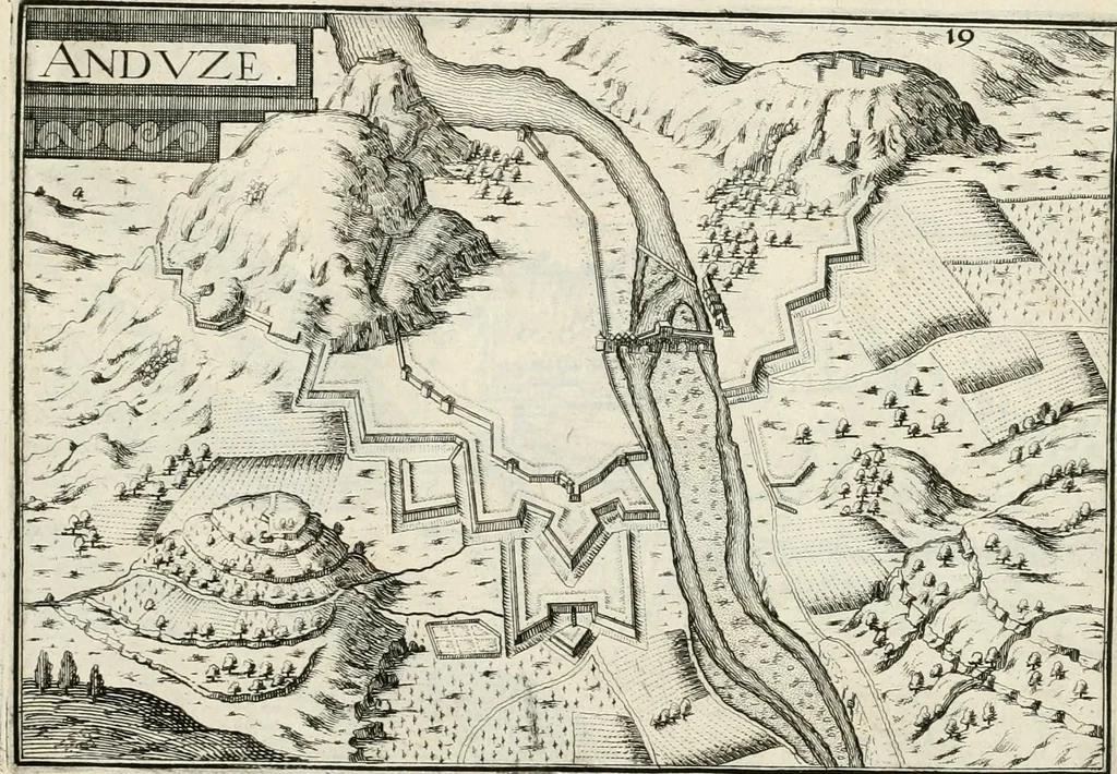 An illustration from Premiere[-seconde] partie, Les plans et profilz de toutes les principalles villes et lieux considerables de France : ensemble les cartes generalles de chascune prouince & les particulières de chasque gouuernement d'icelles, 1636, leaf 772