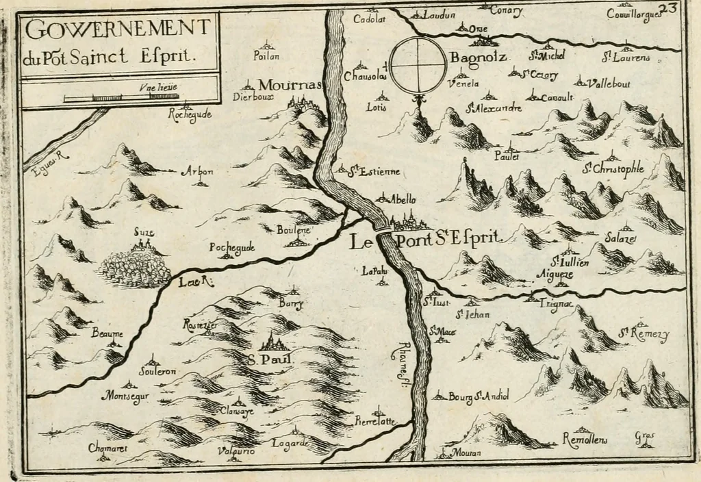 An illustration from Premiere[-seconde] partie, Les plans et profilz de toutes les principalles villes et lieux considerables de France : ensemble les cartes generalles de chascune prouince & les particulières de chasque gouuernement d'icelles, 1636, leaf 780