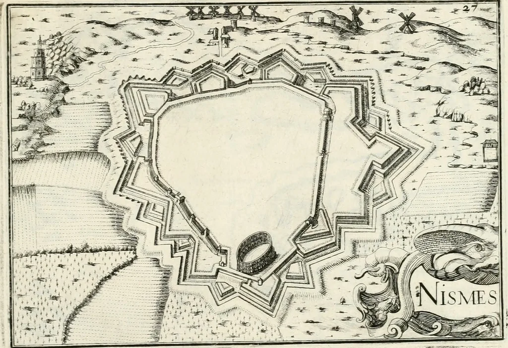 An illustration from Premiere[-seconde] partie, Les plans et profilz de toutes les principalles villes et lieux considerables de France : ensemble les cartes generalles de chascune prouince & les particulières de chasque gouuernement d'icelles, 1636, leaf 788