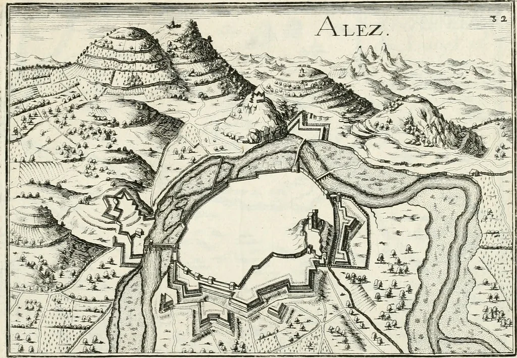 An illustration from Premiere[-seconde] partie, Les plans et profilz de toutes les principalles villes et lieux considerables de France : ensemble les cartes generalles de chascune prouince & les particulières de chasque gouuernement d'icelles, 1636, leaf 798
