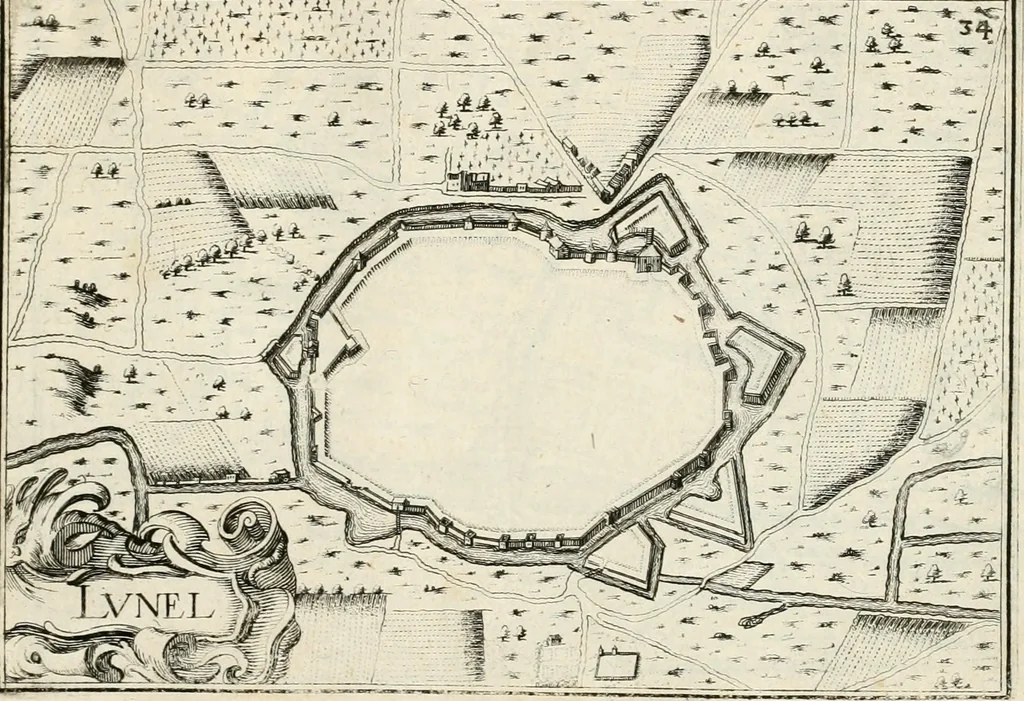 An illustration from Premiere[-seconde] partie, Les plans et profilz de toutes les principalles villes et lieux considerables de France : ensemble les cartes generalles de chascune prouince & les particulières de chasque gouuernement d'icelles, 1636, leaf 802