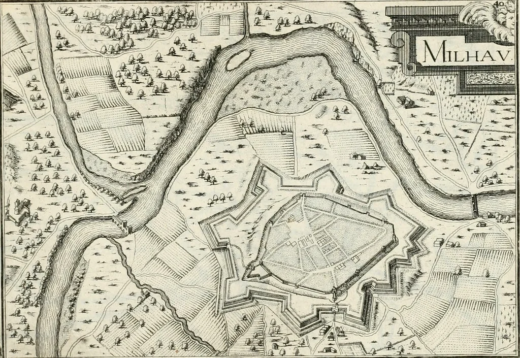 An illustration from Premiere[-seconde] partie, Les plans et profilz de toutes les principalles villes et lieux considerables de France : ensemble les cartes generalles de chascune prouince & les particulières de chasque gouuernement d'icelles, 1636, leaf 814