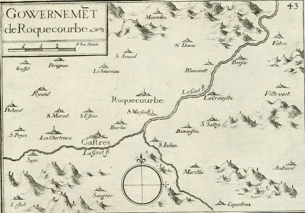 An illustration from Premiere[-seconde] partie, Les plans et profilz de toutes les principalles villes et lieux considerables de France : ensemble les cartes generalles de chascune prouince & les particulières de chasque gouuernement d'icelles, 1636, leaf 820