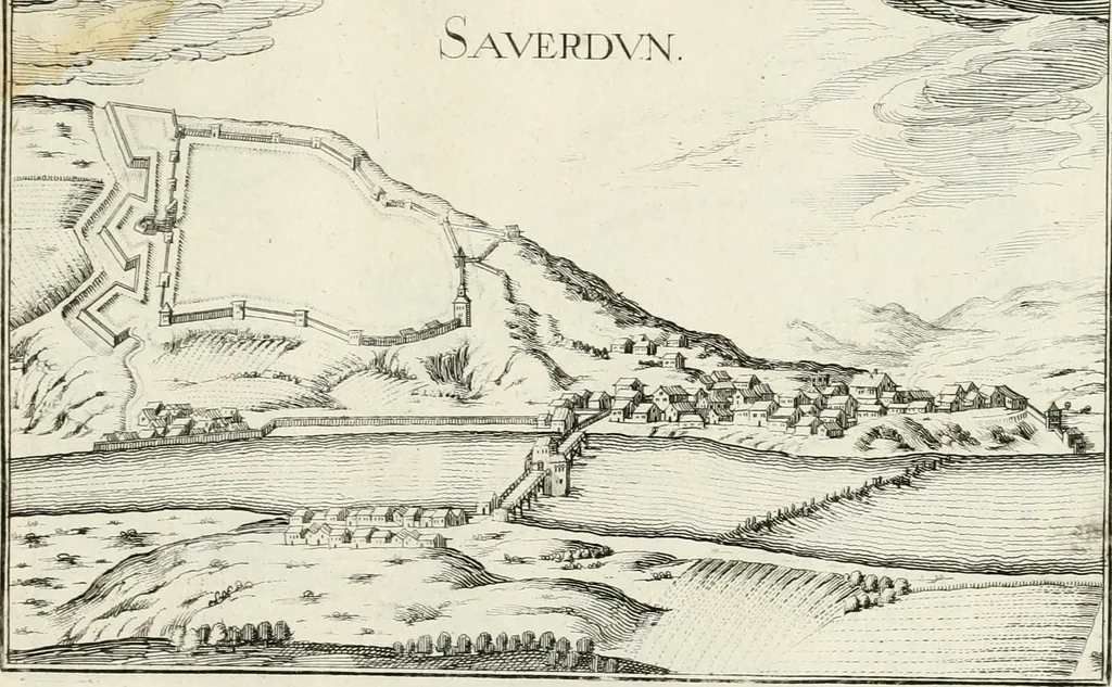 An illustration from Premiere[-seconde] partie, Les plans et profilz de toutes les principalles villes et lieux considerables de France : ensemble les cartes generalles de chascune prouince & les particulières de chasque gouuernement d'icelles, 1636, leaf 842