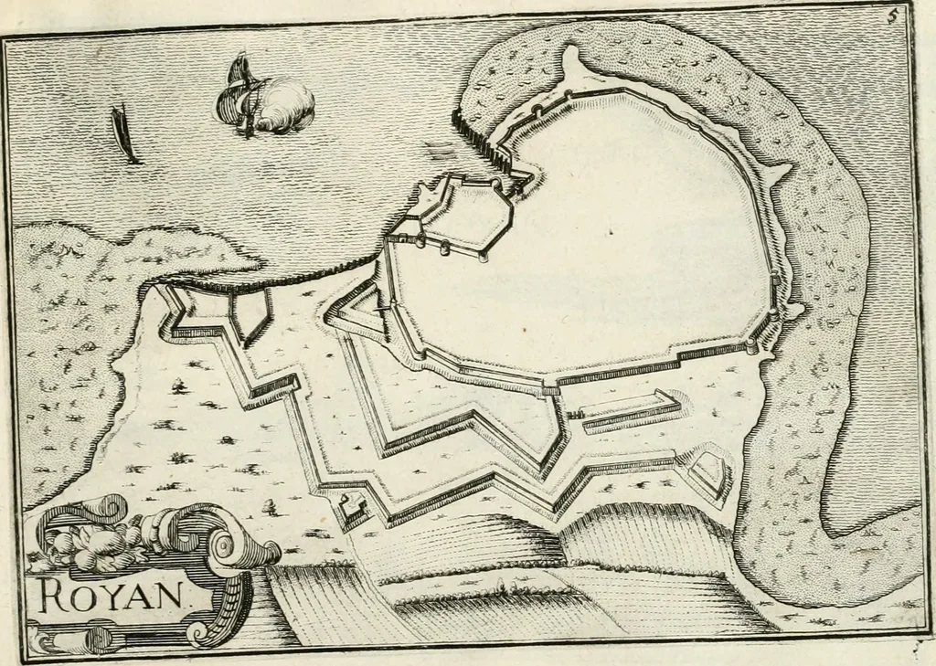 An illustration from Premiere[-seconde] partie, Les plans et profilz de toutes les principalles villes et lieux considerables de France : ensemble les cartes generalles de chascune prouince & les particulières de chasque gouuernement d'icelles, 1636, leaf 858