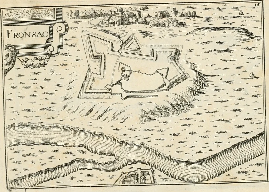 An illustration from Premiere[-seconde] partie, Les plans et profilz de toutes les principalles villes et lieux considerables de France : ensemble les cartes generalles de chascune prouince & les particulières de chasque gouuernement d'icelles, 1636, leaf 878