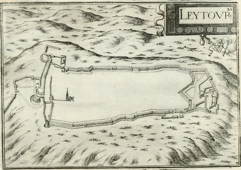 An illustration from Premiere[-seconde] partie, Les plans et profilz de toutes les principalles villes et lieux considerables de France : ensemble les cartes generalles de chascune prouince & les particulières de chasque gouuernement d'icelles, 1636, leaf 892