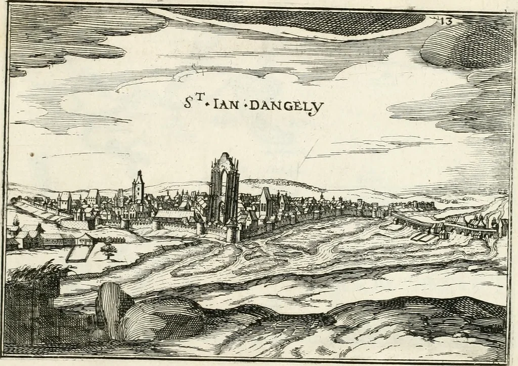 An illustration from Premiere[-seconde] partie, Les plans et profilz de toutes les principalles villes et lieux considerables de France : ensemble les cartes generalles de chascune prouince & les particulières de chasque gouuernement d'icelles, 1636, leaf 920