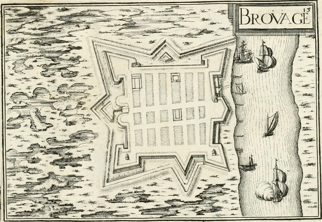 An illustration from Premiere[-seconde] partie, Les plans et profilz de toutes les principalles villes et lieux considerables de France : ensemble les cartes generalles de chascune prouince & les particulières de chasque gouuernement d'icelles, 1636, leaf 928