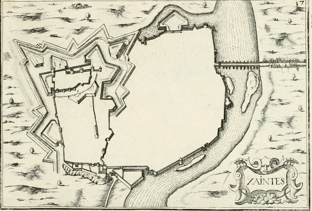 An illustration from Premiere[-seconde] partie, Les plans et profilz de toutes les principalles villes et lieux considerables de France : ensemble les cartes generalles de chascune prouince & les particulières de chasque gouuernement d'icelles, 1636, leaf 932