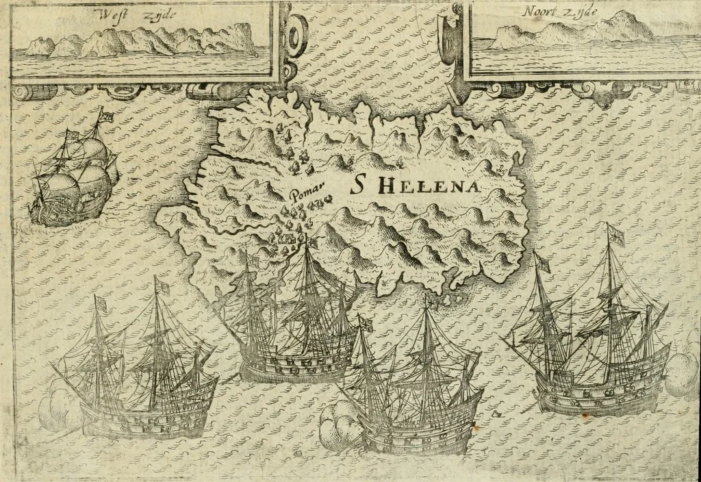 An illustration from Premier livre de l'histoire de la navigation aux Indes Orientales, par les hollandois, et des choses a eux advenues : ensemble les conditions, les meurs, & manieres de vivres des nations, par eux abordees : plus les monnoyes, espices, drogues, & marchandises, & le pris d'icelles : davantage les decouvremens & apparences, situations, & costes maritimes des contrees : avec le vray pourtrait au vif des habitans : le tout par plusieurs figures illustré : tres-recreatif a lire a tous navigans & amateurs des navigations lointaines, ez terres estrangeres, 1609, leaf 108