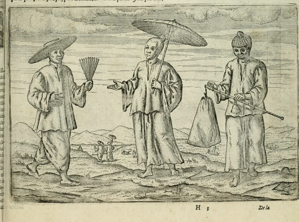 An illustration from Premier livre de l'histoire de la navigation aux Indes Orientales, par les hollandois, et des choses a eux advenues : ensemble les conditions, les meurs, & manieres de vivres des nations, par eux abordees : plus les monnoyes, espices, drogues, & marchandises, & le pris d'icelles : davantage les decouvremens & apparences, situations, & costes maritimes des contrees : avec le vray pourtrait au vif des habitans : le tout par plusieurs figures illustré : tres-recreatif a lire a tous navigans & amateurs des navigations lointaines, ez terres estrangeres, 1609, leaf 66