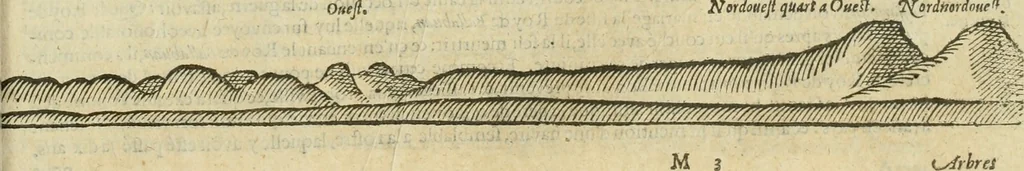An illustration from Premier livre de l'histoire de la navigation aux Indes Orientales, par les hollandois, et des choses a eux advenues : ensemble les conditions, les meurs, & manieres de vivres des nations, par eux abordees : plus les monnoyes, espices, drogues, & marchandises, & le pris d'icelles : davantage les decouvremens & apparences, situations, & costes maritimes des contrees : avec le vray pourtrait au vif des habitans : le tout par plusieurs figures illustré : tres-recreatif a lire a tous navigans & amateurs des navigations lointaines, ez terres estrangeres, 1609, leaf 98