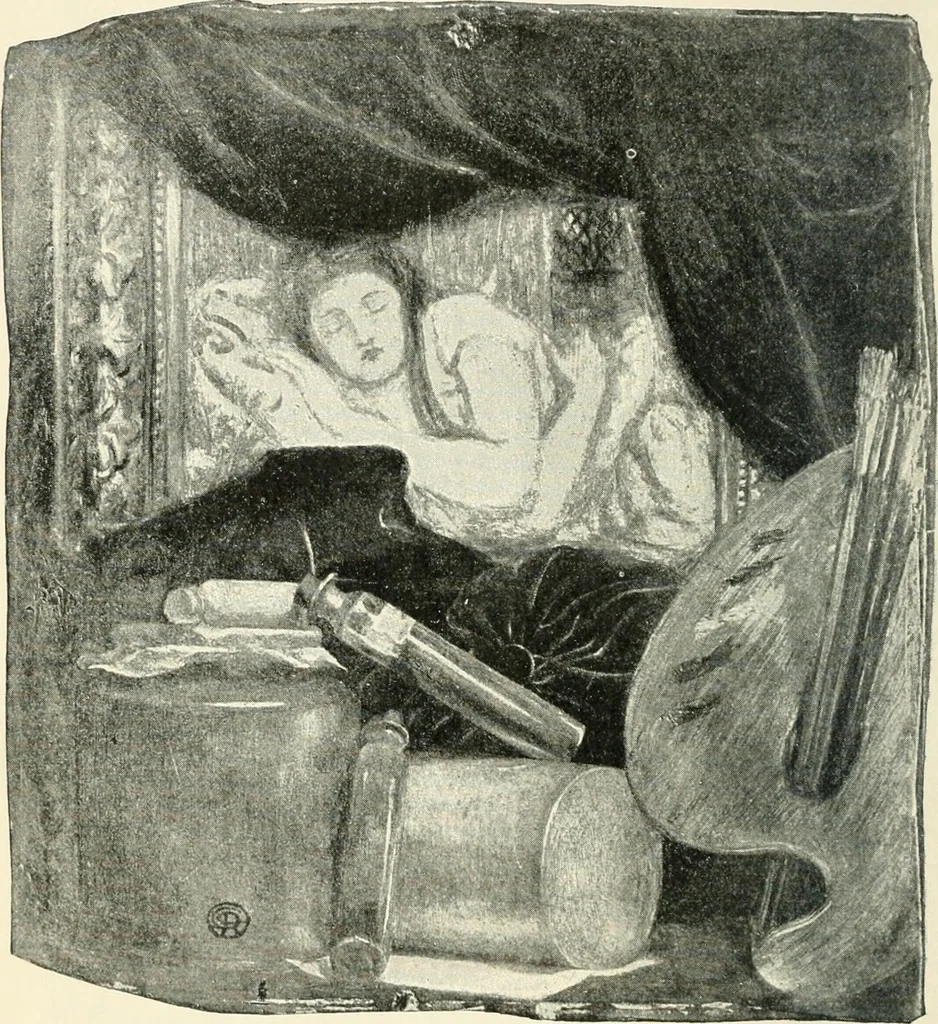 An illustration from Pre-Raphaelitism and the pre-Raphaelite brotherhood, 1905, leaf 151