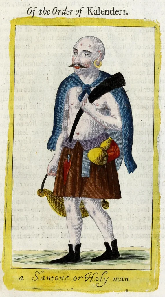 An illustration from The present state of the Ottoman Empire : containing the maxims of the Turkish politie, the most material points of the Mahometan religion, their sects and heresies, their convents and religious votaries : their military discipline, with an exact computation of their forces both by land and sea : iIllustrated with divers pieces of sculpture, representing the variety of habits amongst the Turks : in three books, 1668, leaf 167