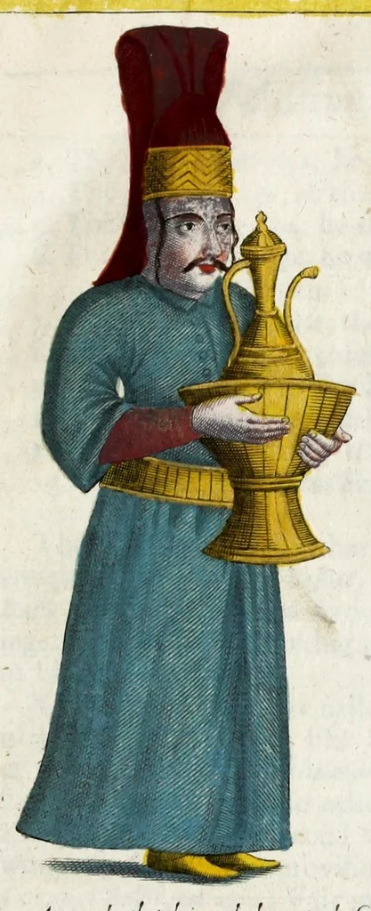 An illustration from The present state of the Ottoman Empire : containing the maxims of the Turkish politie, the most material points of the Mahometan religion, their sects and heresies, their convents and religious votaries : their military discipline, with an exact computation of their forces both by land and sea : iIllustrated with divers pieces of sculpture, representing the variety of habits amongst the Turks : in three books, 1668, leaf 47