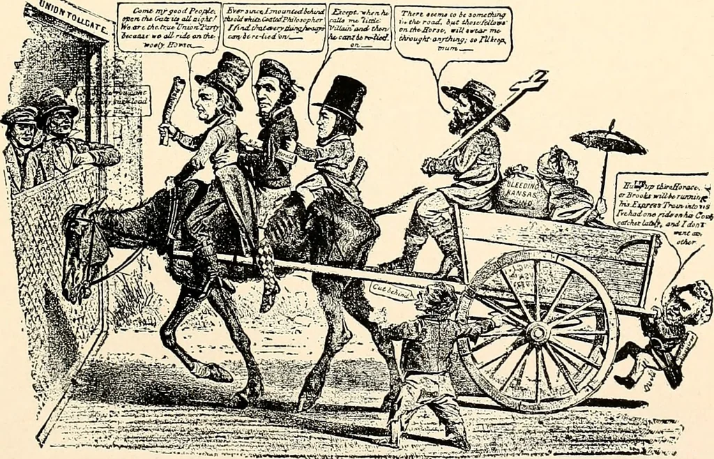 An illustration from Presidential nominations and elections : a history of American conventions, national campaigns, inaugurations and campaign caricature, 1916, leaf 200