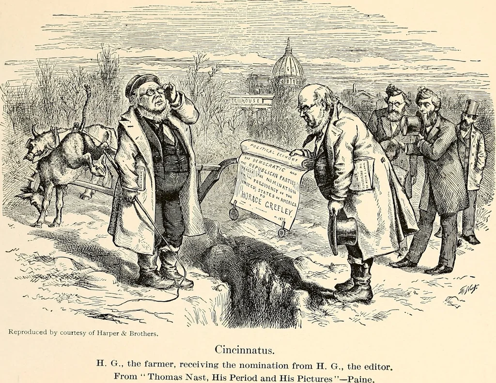 An illustration from Presidential nominations and elections : a history of American conventions, national campaigns, inaugurations and campaign caricature, 1916, leaf 280