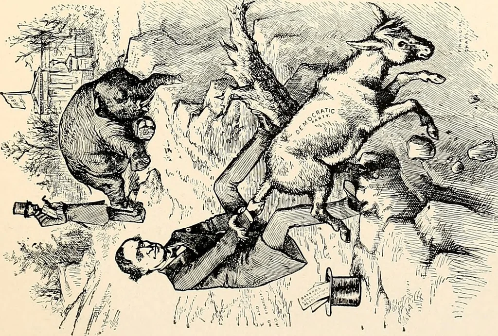 An illustration from Presidential nominations and elections : a history of American conventions, national campaigns, inaugurations and campaign caricature, 1916, leaf 286