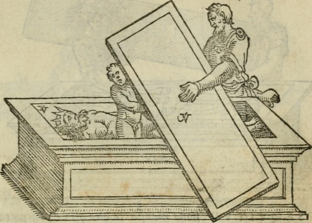 An illustration from Pretiosa margarita novella : de thesavro, ac pretiosissimo philosophorvm lapide : artis huius divinae typus & methodus : collectanea ex Arnaldo, Rhaymundo, Rhasi, Alberto, & Michaele Scoto, 1546, leaf 40