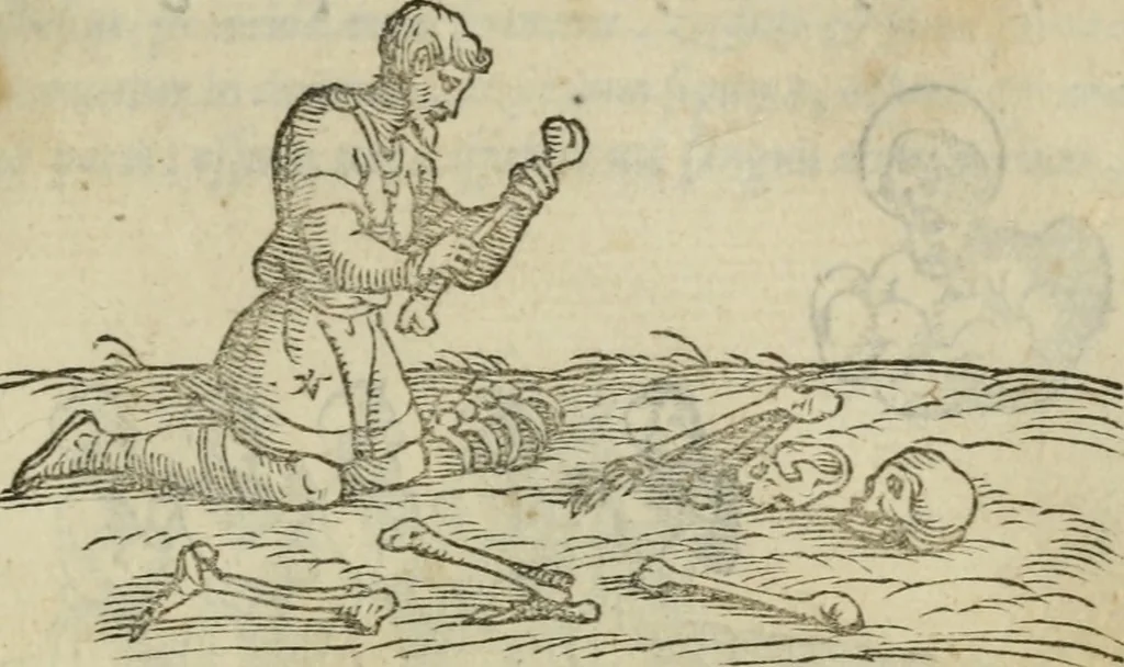 An illustration from Pretiosa margarita novella : de thesavro, ac pretiosissimo philosophorvm lapide : artis huius divinae typus & methodus : collectanea ex Arnaldo, Rhaymundo, Rhasi, Alberto, & Michaele Scoto, 1546, leaf 42