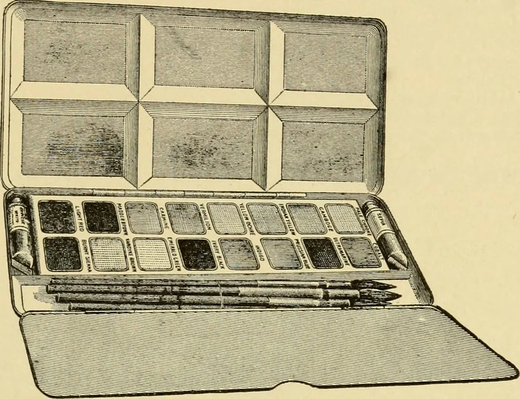 An illustration from Priced catalogue of artists' materials : supplies for oil painting, water color painting, china painting ... and drawing materials for architects and engineers, manual training schools and colleges., 1914, leaf 104