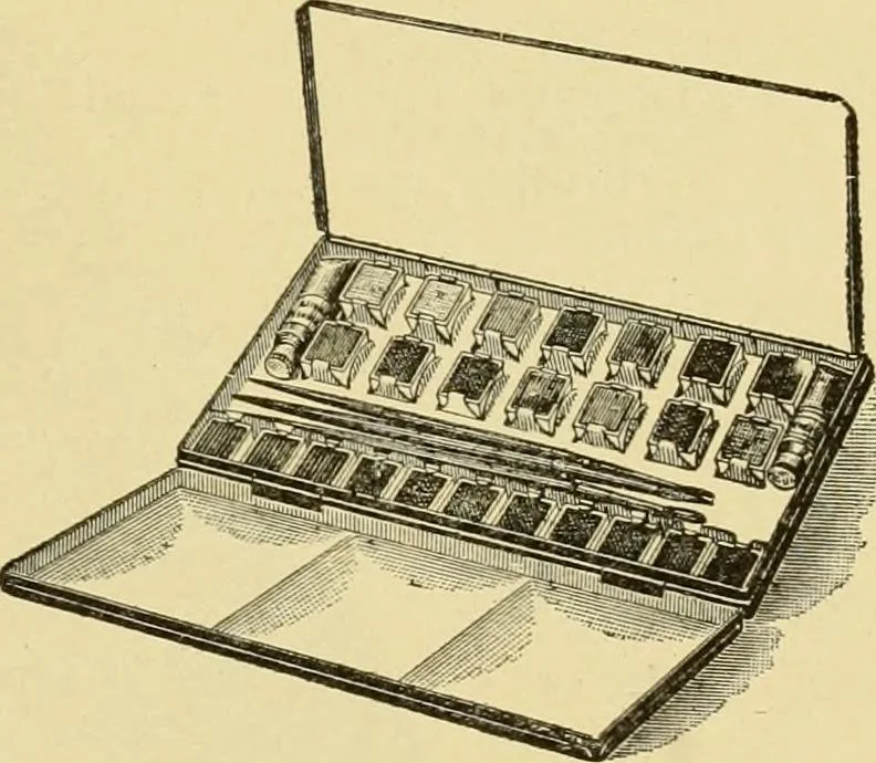 An illustration from Priced catalogue of artists' materials : supplies for oil painting, water color painting, china painting ... and drawing materials for architects and engineers, manual training schools and colleges., 1914, leaf 106