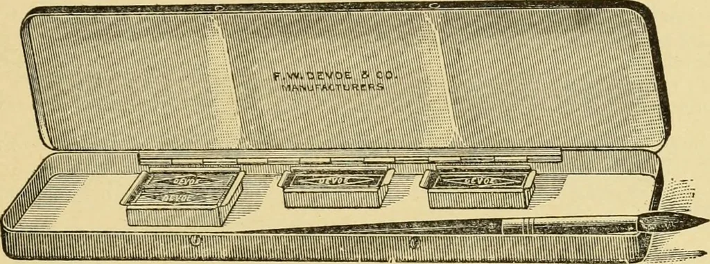 An illustration from Priced catalogue of artists' materials : supplies for oil painting, water color painting, china painting ... and drawing materials for architects and engineers, manual training schools and colleges., 1914, leaf 112