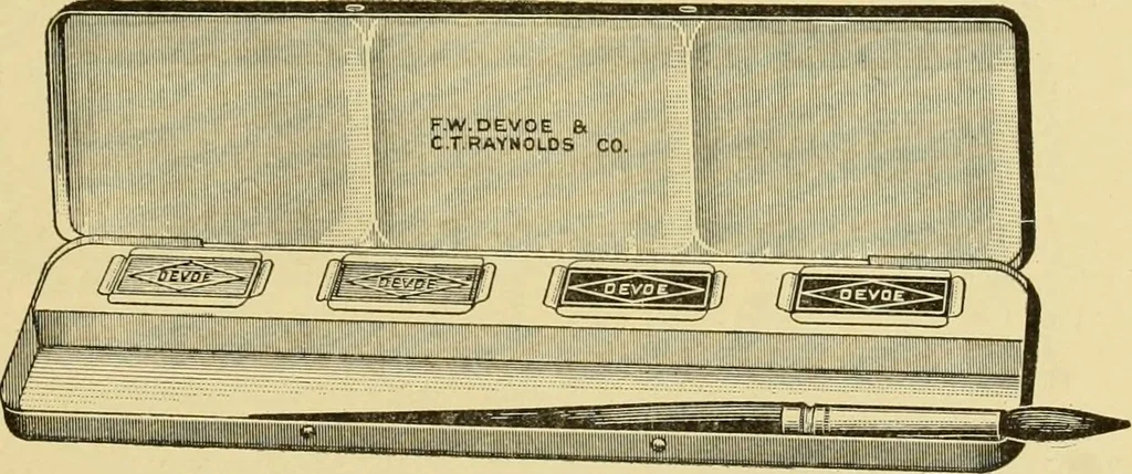 An illustration from Priced catalogue of artists' materials : supplies for oil painting, water color painting, china painting ... and drawing materials for architects and engineers, manual training schools and colleges., 1914, leaf 112