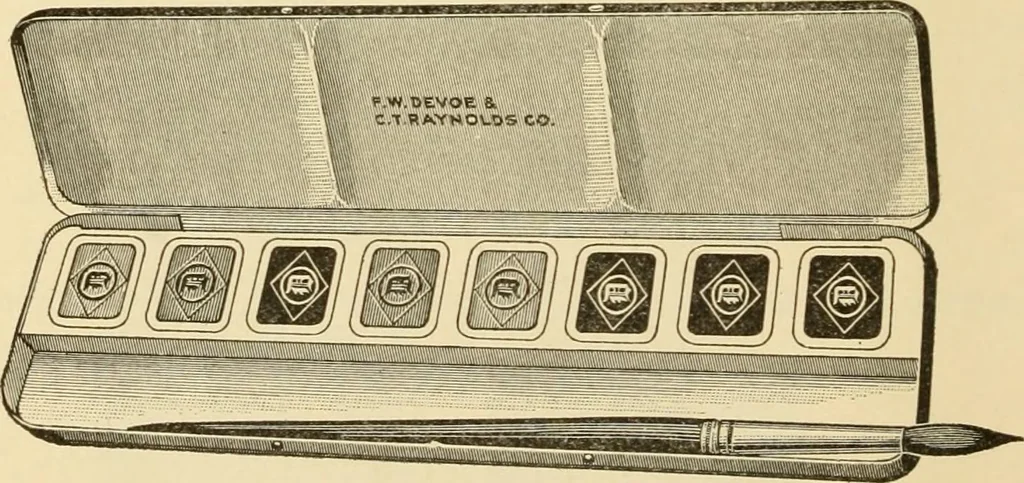 An illustration from Priced catalogue of artists' materials : supplies for oil painting, water color painting, china painting ... and drawing materials for architects and engineers, manual training schools and colleges., 1914, leaf 113