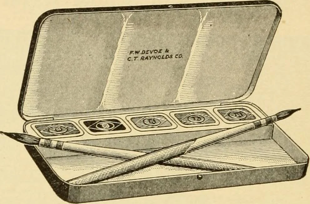 An illustration from Priced catalogue of artists' materials : supplies for oil painting, water color painting, china painting ... and drawing materials for architects and engineers, manual training schools and colleges., 1914, leaf 115