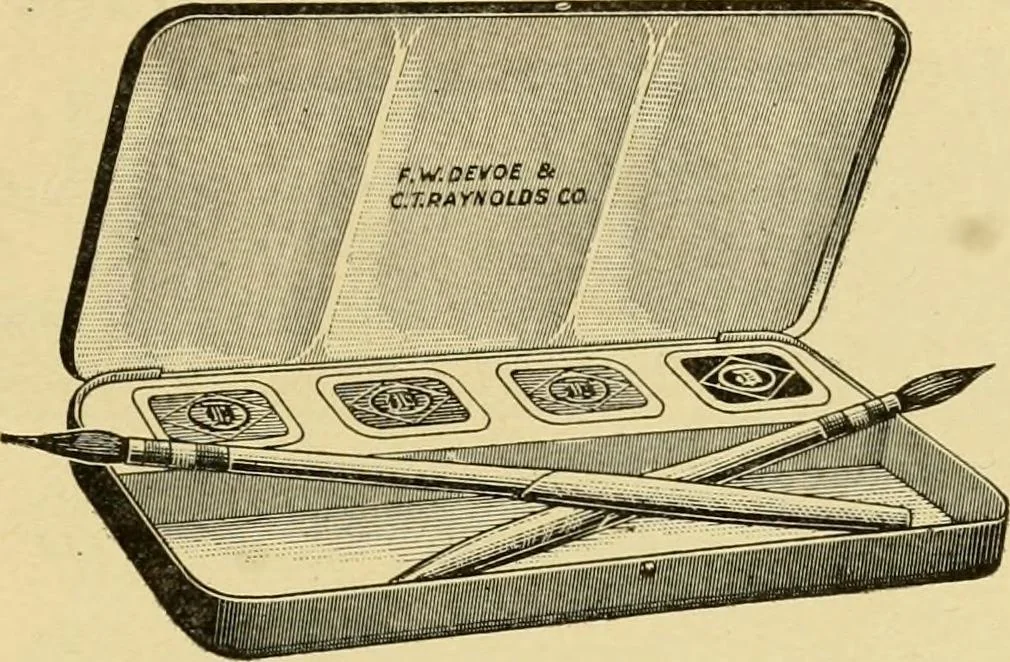 An illustration from Priced catalogue of artists' materials : supplies for oil painting, water color painting, china painting ... and drawing materials for architects and engineers, manual training schools and colleges., 1914, leaf 116