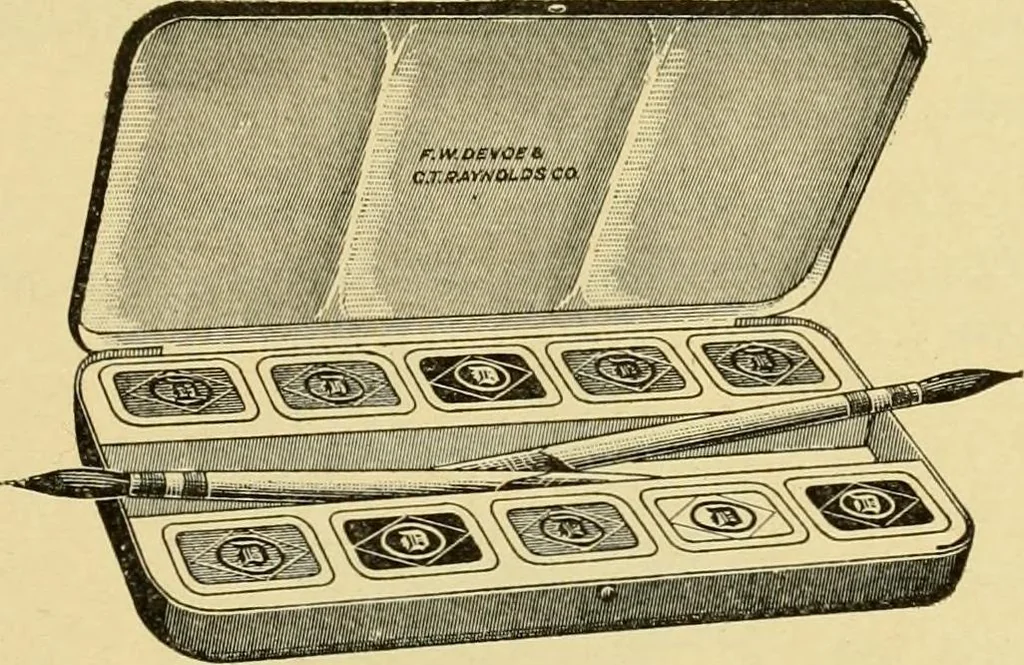 An illustration from Priced catalogue of artists' materials : supplies for oil painting, water color painting, china painting ... and drawing materials for architects and engineers, manual training schools and colleges., 1914, leaf 116