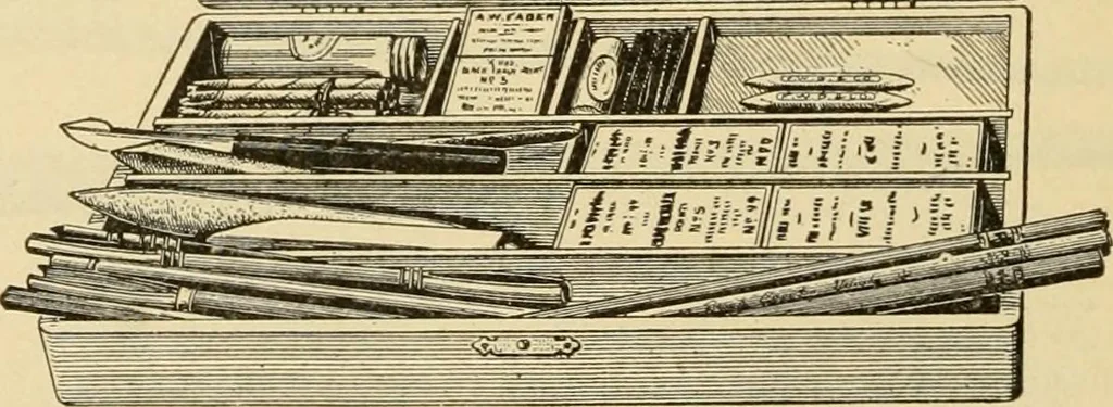 An illustration from Priced catalogue of artists' materials : supplies for oil painting, water color painting, china painting ... and drawing materials for architects and engineers, manual training schools and colleges., 1914, leaf 157