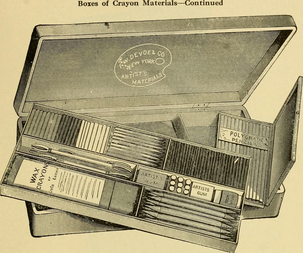 An illustration from Priced catalogue of artists' materials : supplies for oil painting, water color painting, china painting ... and drawing materials for architects and engineers, manual training schools and colleges., 1914, leaf 158