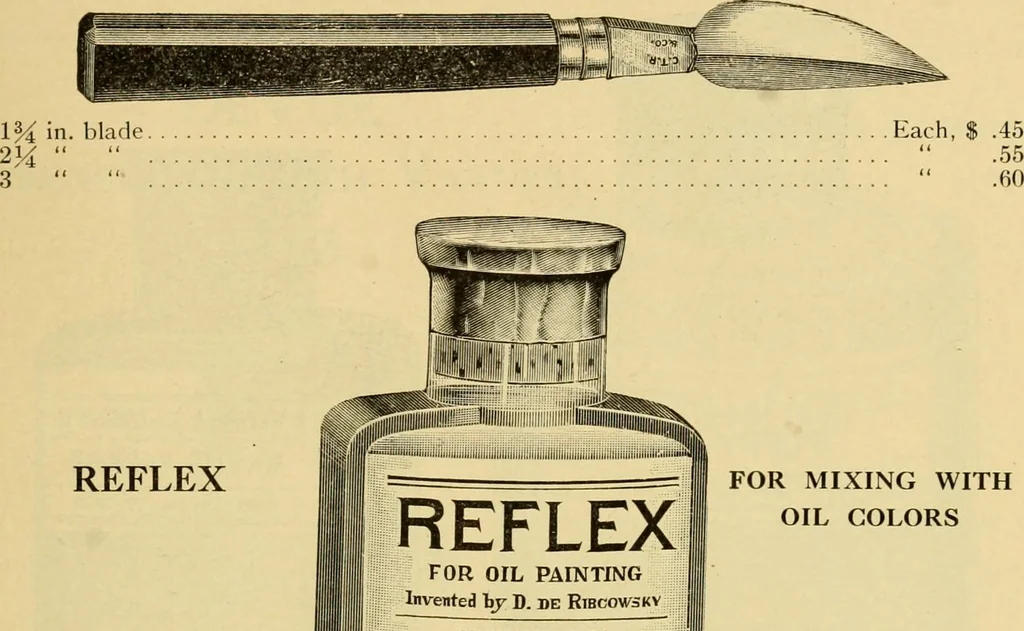 An illustration from Priced catalogue of artists' materials : supplies for oil painting, water color painting, china painting ... and drawing materials for architects and engineers, manual training schools and colleges., 1914, leaf 44