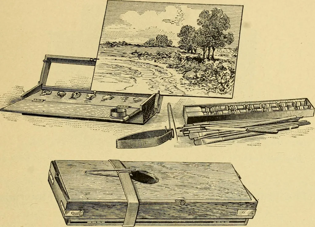An illustration from Priced catalogue of artists' materials : supplies for oil painting, water color painting, china painting ... and drawing materials for architects and engineers, manual training schools and colleges., 1914, leaf 52