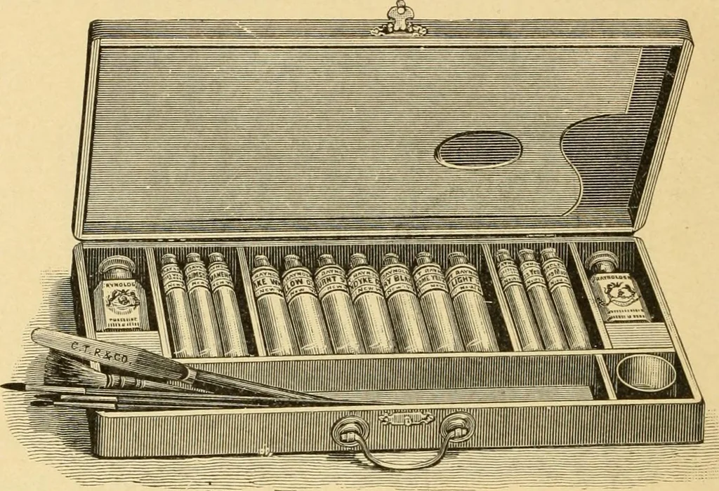 An illustration from Priced catalogue of artists' materials : supplies for oil painting, water color painting, china painting ... and drawing materials for architects and engineers, manual training schools and colleges., 1914, leaf 55
