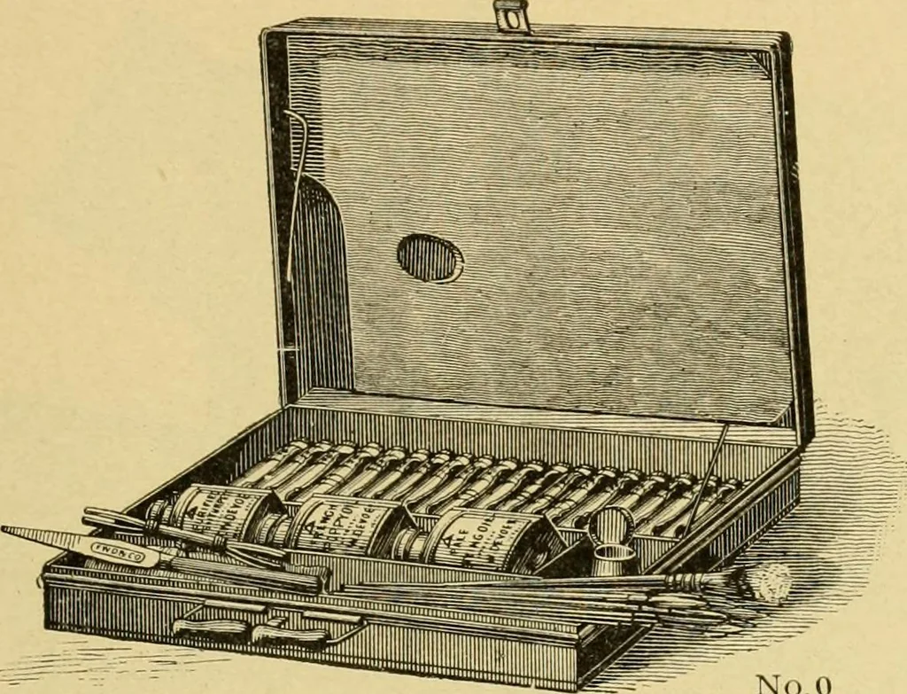 An illustration from Priced catalogue of artists' materials : supplies for oil painting, water color painting, china painting ... and drawing materials for architects and engineers, manual training schools and colleges., 1914, leaf 60